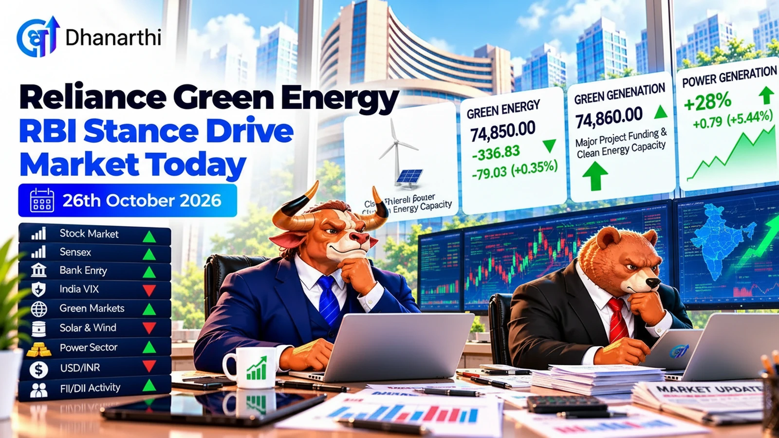 Reliance Green Energy, RBI Stance Drive Market Today