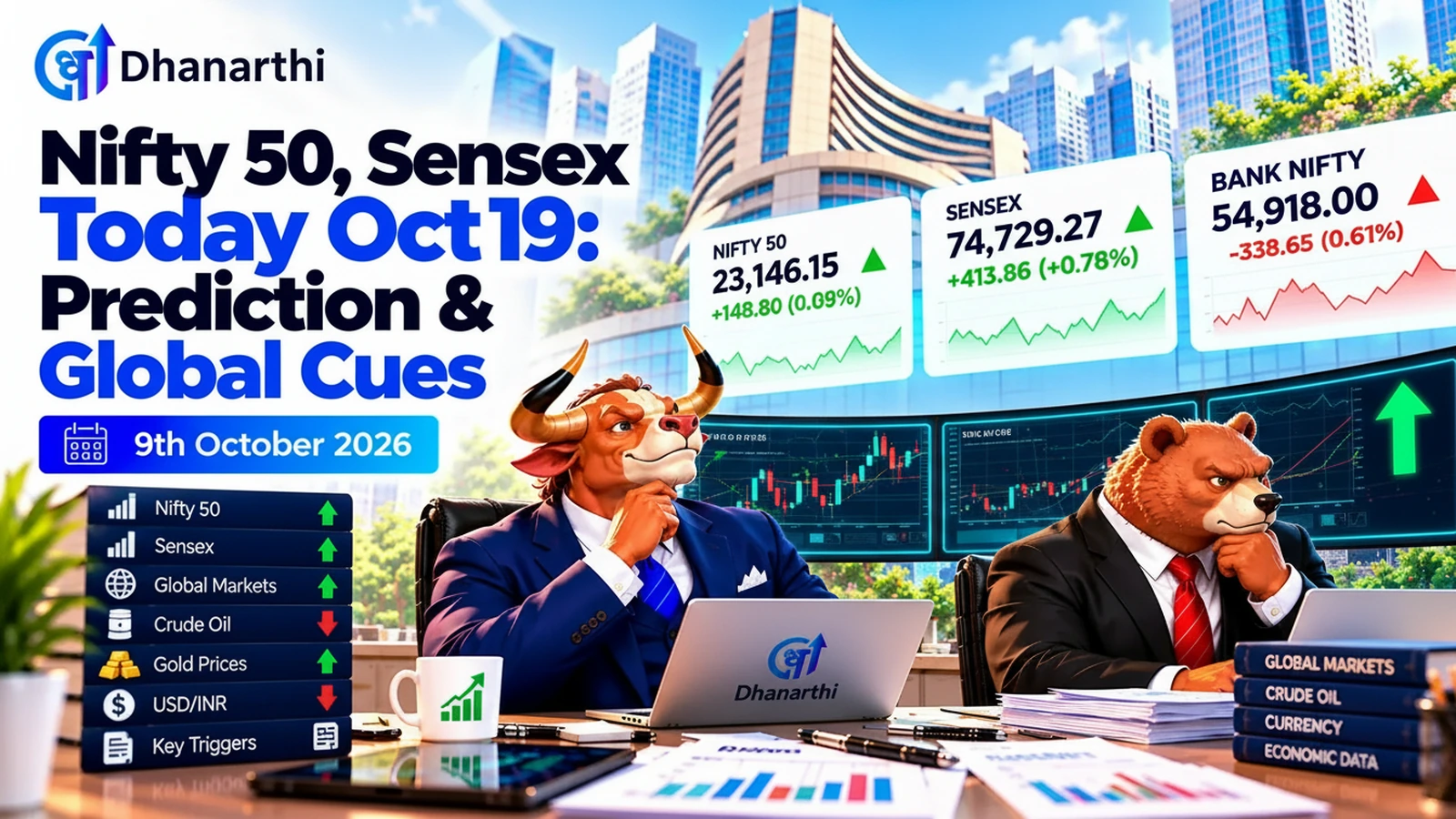 Nifty 50, Sensex Today Oct 19: Prediction & Global Cues