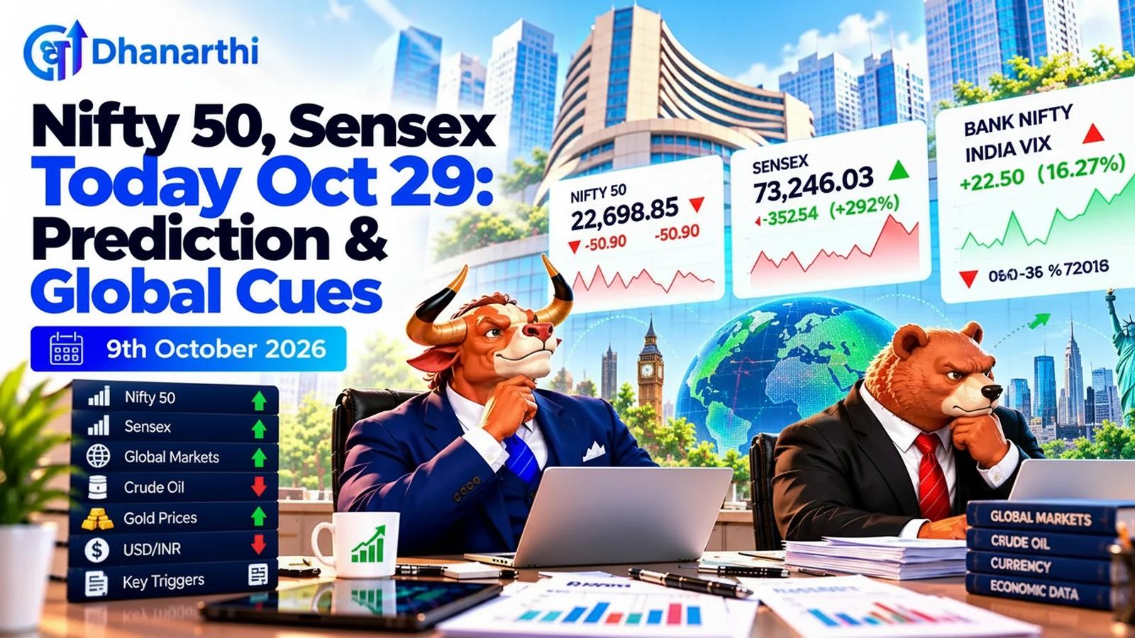 Nifty 50, Sensex Today Oct 29: Prediction & Global Cues