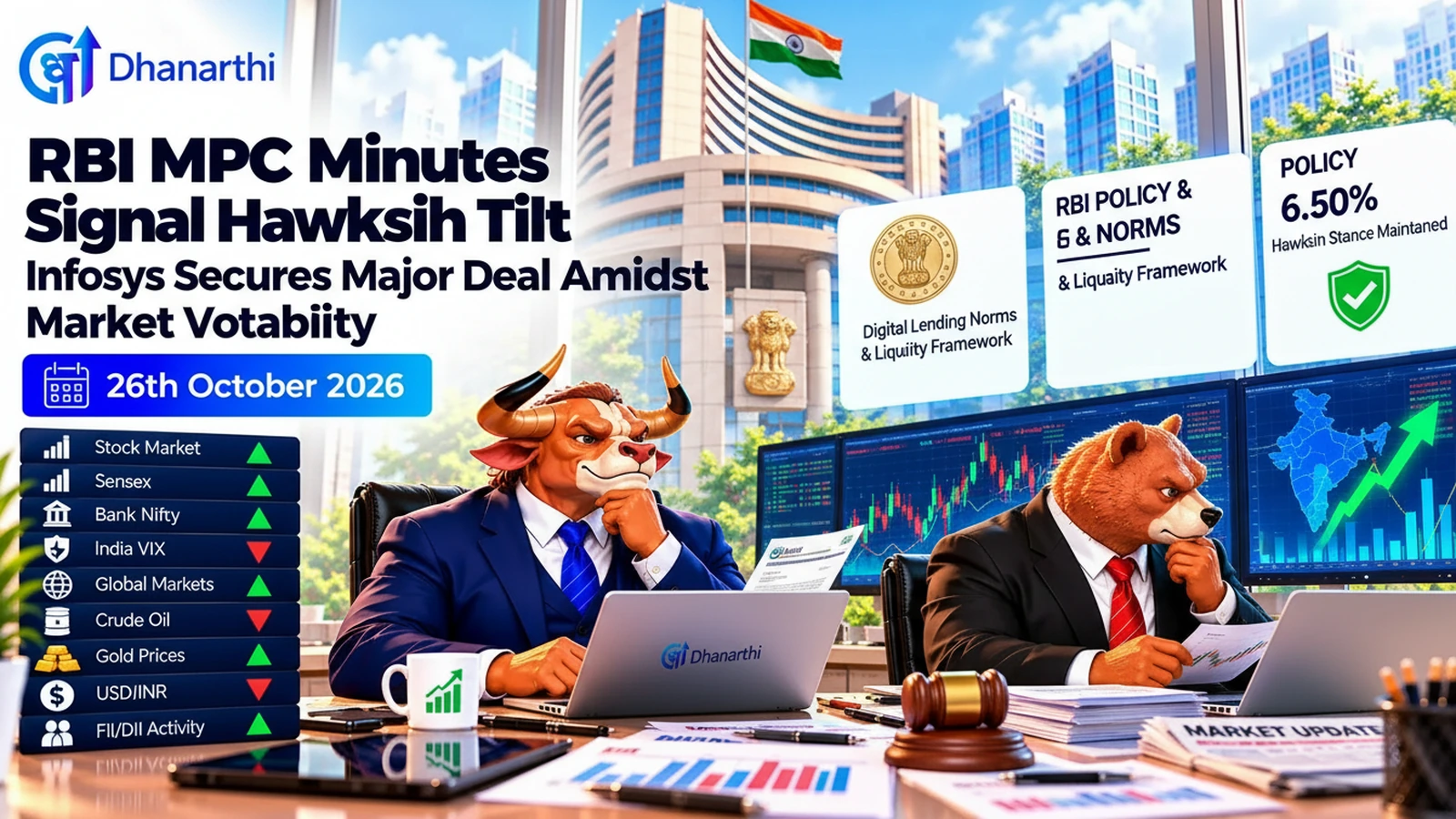 RBI MPC Minutes Signal Hawkish Tilt; Infosys Secures Major Deal Amidst Market Volatility